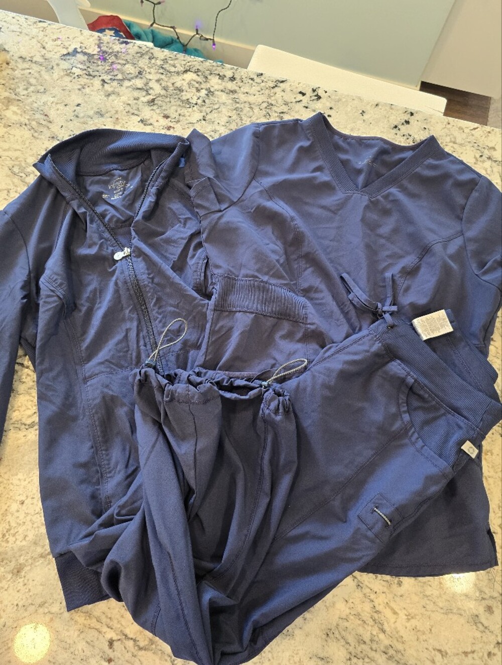 Womens Navy V-Neck Scrub Top, Jacket And Pants  - Cherokee Infinity Workwear